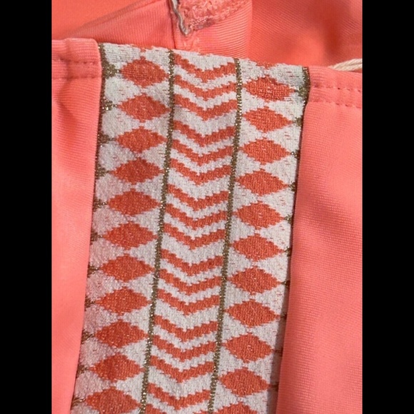 Lemlem Lena Bikini Swim Set Bandeau Halter Top (XL) & Tie Side Bottoms (L) Coral - Picture 15 of 15